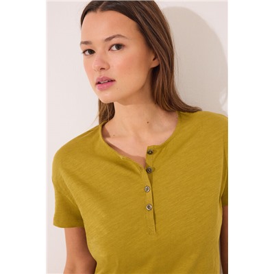 Camiseta lisa manga corta 100% algodón kaki