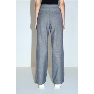 Pantalón palazzo de lana de tiro alto - Gris jaspeado