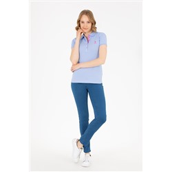Kadın Mavi Basic Polo Yaka Tişört