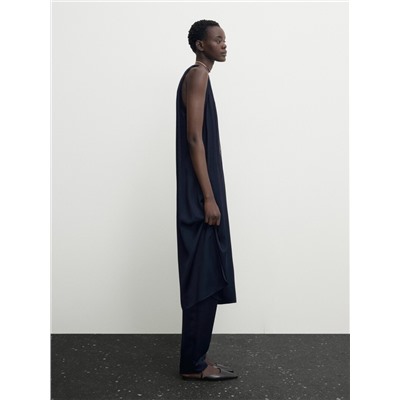Vestido midi satinado detalle rib