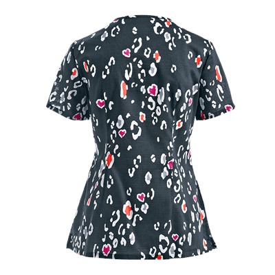 Cherokee Runway Scrubs Lovely To Meet Zoo Print Top