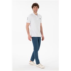Erkek Slim Fit Polo Yaka Beyaz Basic Tişört