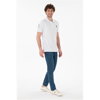 Erkek Slim Fit Polo Yaka Beyaz Basic Tişört