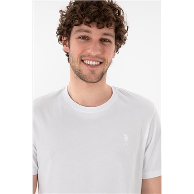Erkek Regular Fit Bisiklet Yaka Beyaz Basic Tişört