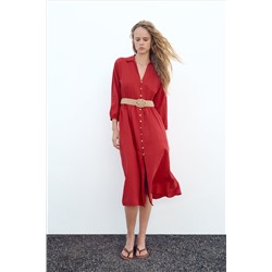 VESTIDO CINTURÓN CON LINO