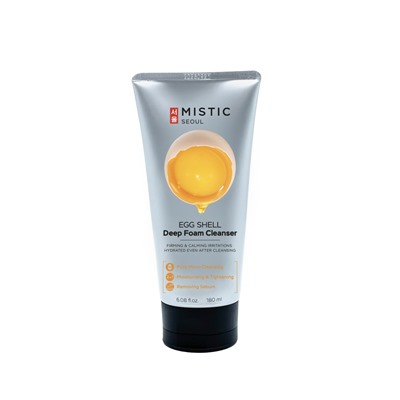 MISTIC EGG SHELL White &amp; Yolk Deep Foam Cleanser Глубокоочищающая пенка для умывания с мембраной яичной скорлупы и липидами яичного желтка 180мл