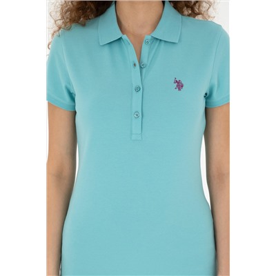 Kadın Mint Basic Polo Yaka Tişört