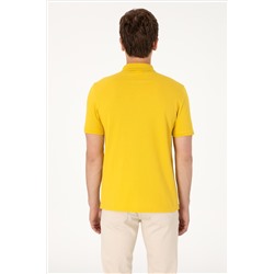 Erkek Regular Fit Polo Yaka Sarı Basic Tişört