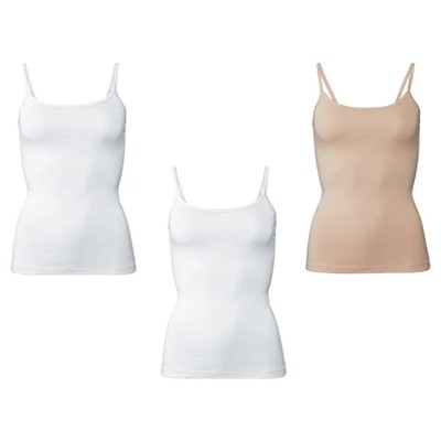 ESMARA® Lingerie ESMARA® Spaghettiträgerhemden Damen, 3 Stück, mit Bio-Baumwolle und Elasthan
