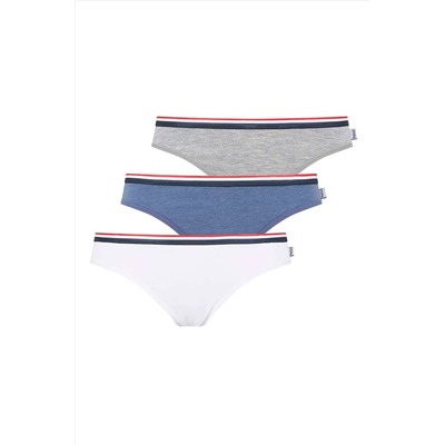 U.S. Polo Assn.Kadın Beyaz - Mavi Melanj - Gri Melanj 3 Lü Slip