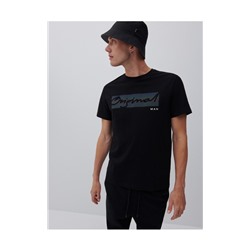 T-Shirt mit Metallic-Schriftzug
