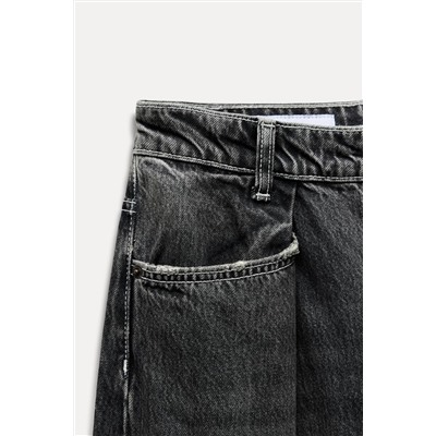 TRF RELAXED FIT HIGH-WAIST JEANS WITH PLEATS