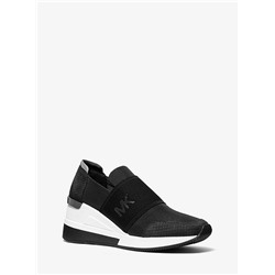 MICHAEL MICHAEL KORS Felix Canvas and Snake-Embossed Nubuck Trainer