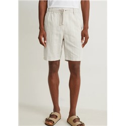 Shorts - Leinen-Mix - gestreift