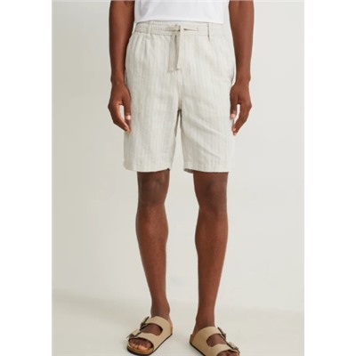 Shorts - Leinen-Mix - gestreift