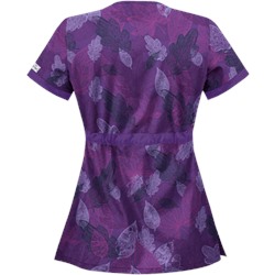 UA Luminance Leaf Grape Mock Wrap Scrub Top
