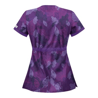 UA Luminance Leaf Grape Mock Wrap Scrub Top