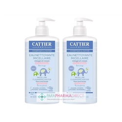 Cattier Bébé Eau Nettoyante Micellaire Hypoallergénique sans Rinçage Visage & Corps BIO 2x500mlLot  × 2