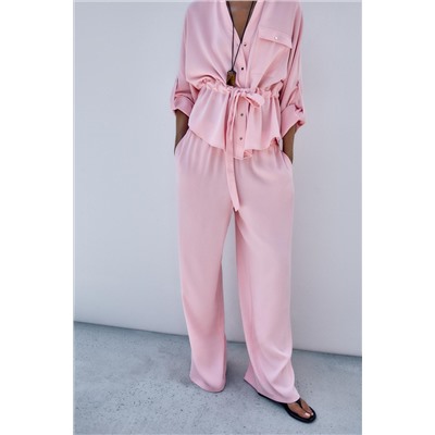 CREPE WIDE-LEG TROUSERS