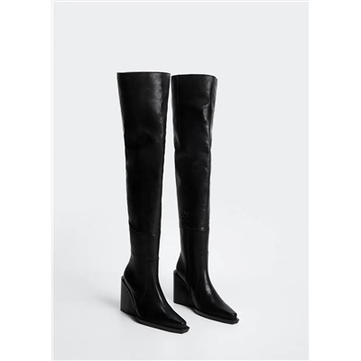 Bota piel caña alta -  Mujer | MANGO OUTLET Melilla