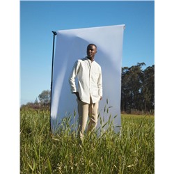 Linen Blend Shirt, Men, Beige
