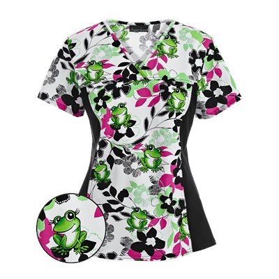 Cherokee Flexibles Scrubs Toad-ally in Bloom Print Top