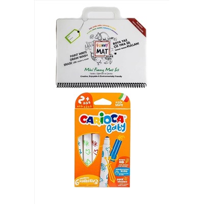 Carioca Akademi Çocuk Funny Mat Mini Ve Carioca Süper Jumbo Baby 6'lı Keçeli Kalem (boya Ve Kolayca Sil) DGRFNNYMATCRC13