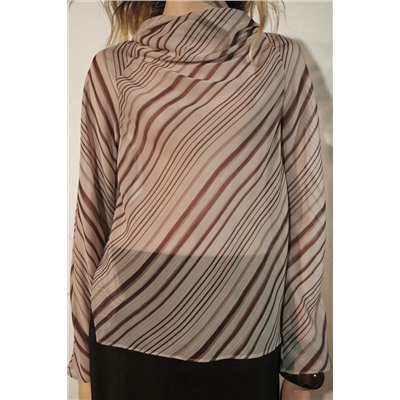 STRIPED DRAPED BLOUSE - ZW COLLECTION