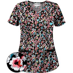 UA Passion Posies Black Scrub Top