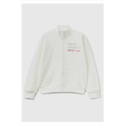 United Colors of BenettonKız Çocuk Krem Slogan Baskılı Dik Yaka Sweatshirt Krem