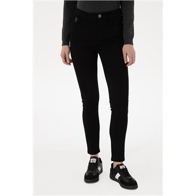 Kadın Siyah Toothpick Fit Kanvas Pantolon