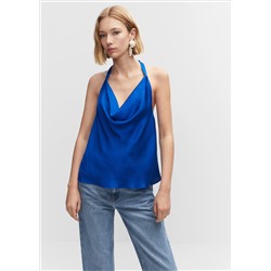 Top satinado cuello drapeado