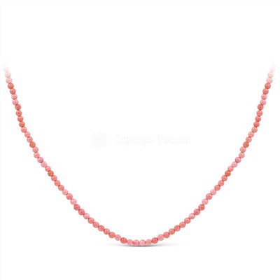 Колье из серебра с нат.кораллом цв.розовый родированное - 55 см 925 пробы 865503050Н33р