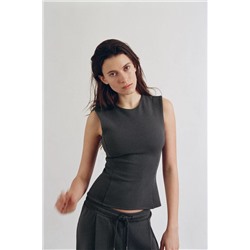 INTERLOCK PEPLUM TOP