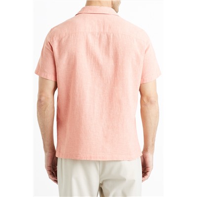 Camisa regular fit de lino - Salmón