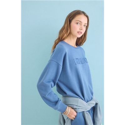 Sudadera felpa algodón azul