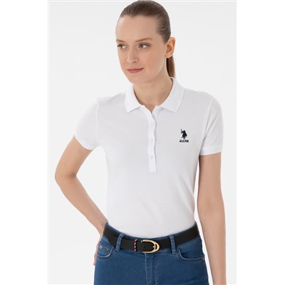 Kadın Beyaz Basic Polo Yaka Tişört