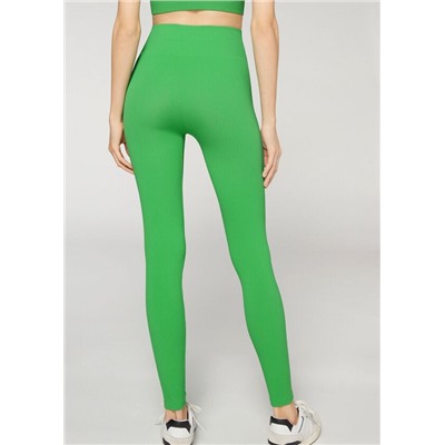 Sportliche Leggings aus Seamless-Feinrippgewebe