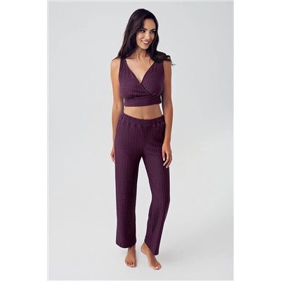 Artış Kalın Askılı Yumuşak Dokulu Triko Crop Pijama Takımı 15208