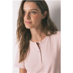 Camiseta manga corta viscosa rosa brillo