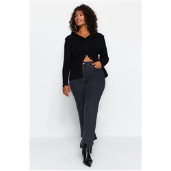 Trendyol Curve Gri Yüksek Bel Ek Özellik Mevcut Değil Straight Büyük Beden Jeans TBBAW24CJ00017
