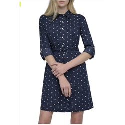 DKNY Polka Dot Roll-Tab Mini Shirtdress