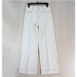Женские плотные прямые белые джинсовые брюки с высокой талией и отстрочкой
