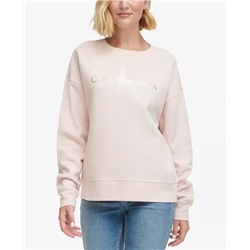 CALVIN KLEIN JEANS Women's West Village Foiled Logo-Print Sweatshirt