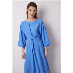 Vestido caftán satén plisado azul