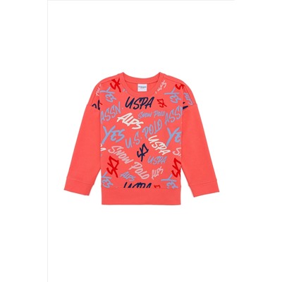 Çocuk Nar Çiçeği Bisiklet Yaka Sweatshirt