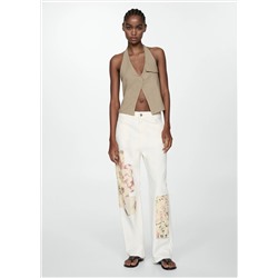 Jeans rectos parches flores