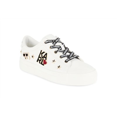 KARL LAGERFELD PARIS Cammy Embellished Logo Low Top Platform Sneakers