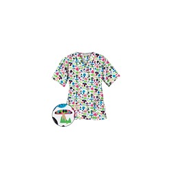 UA Mushroom Pickens White Print Scrub Top