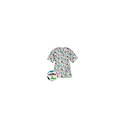 UA Mushroom Pickens White Print Scrub Top